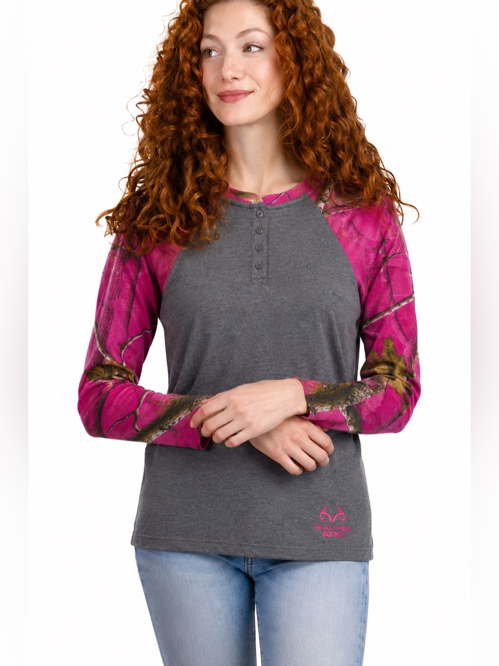 Realtree Pink & Gray Camo Long Sleeve Top  Hunting Outdoor Tee Size S